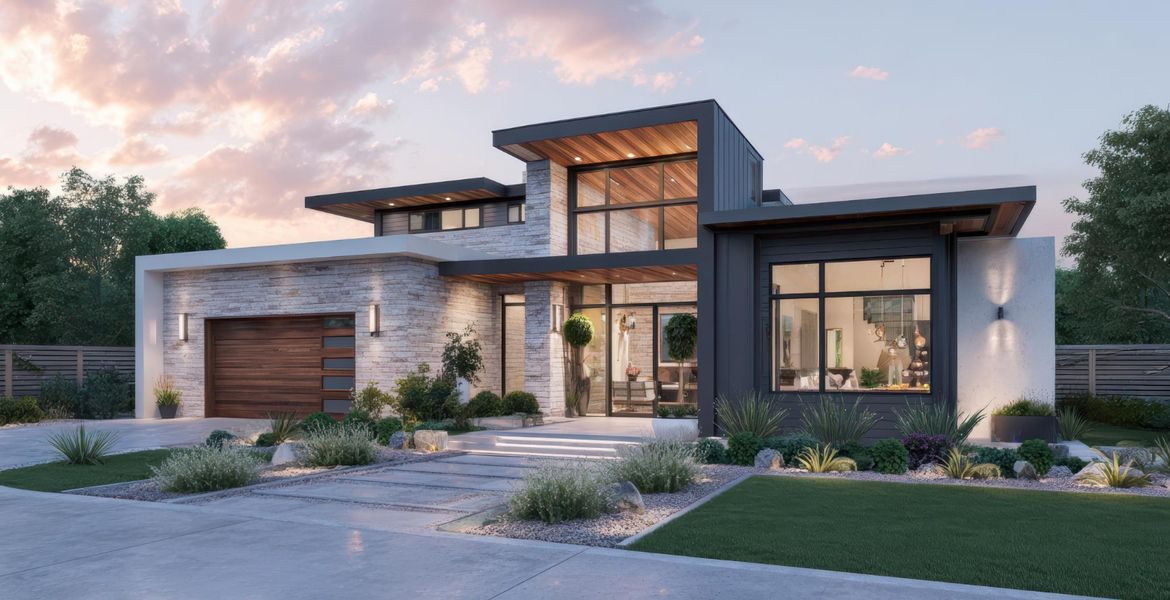 Modern villa architectural form detail